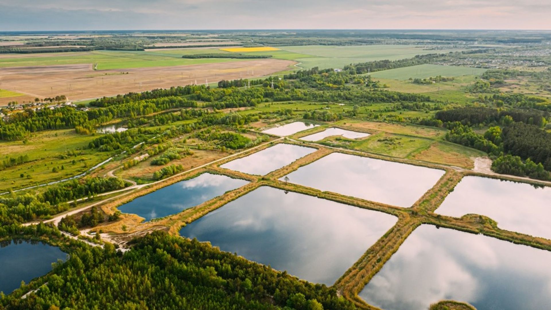 Image of water reservoirs in a field