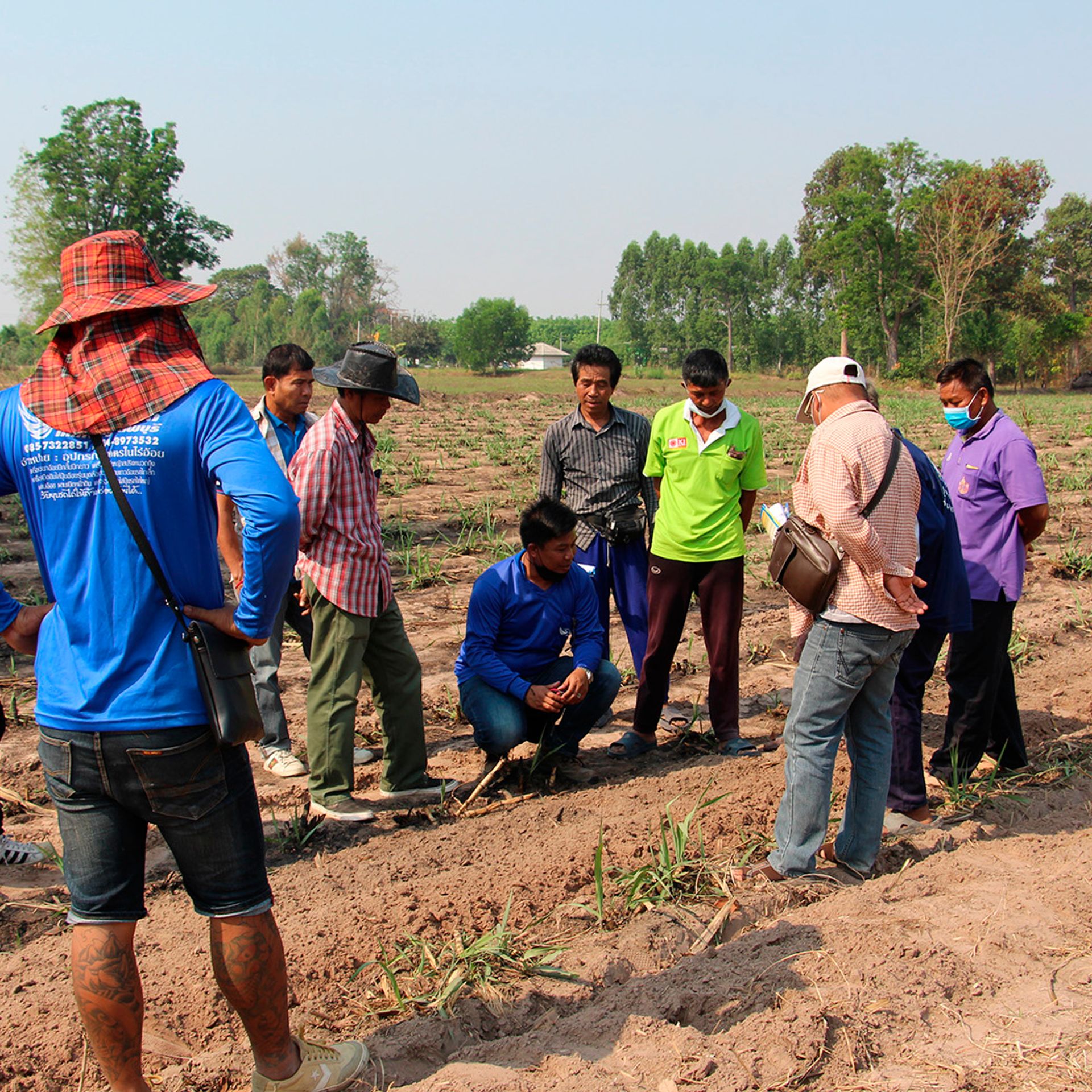 Image of farmers during an on-site training session