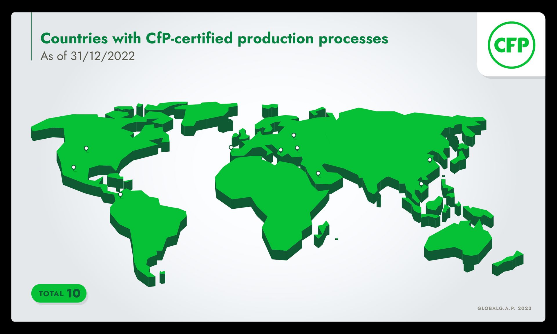 World map identifying countries with Crops for Processing certified production processes: Angola, China, Colombia, Greece, Mexico, Portugal, Turkey, Ukraine, United States, Vietnam