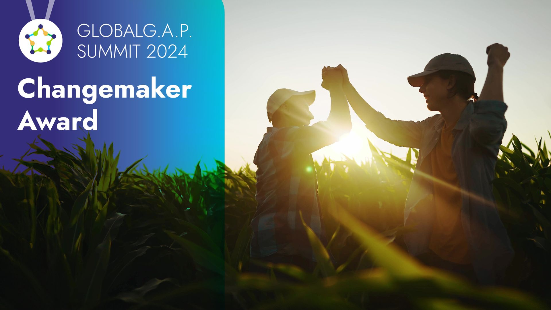 An advertisement banner for the launch of the Changemaker Awards, to be announced during the GLOBALG.A.P. SUMMIT 2024