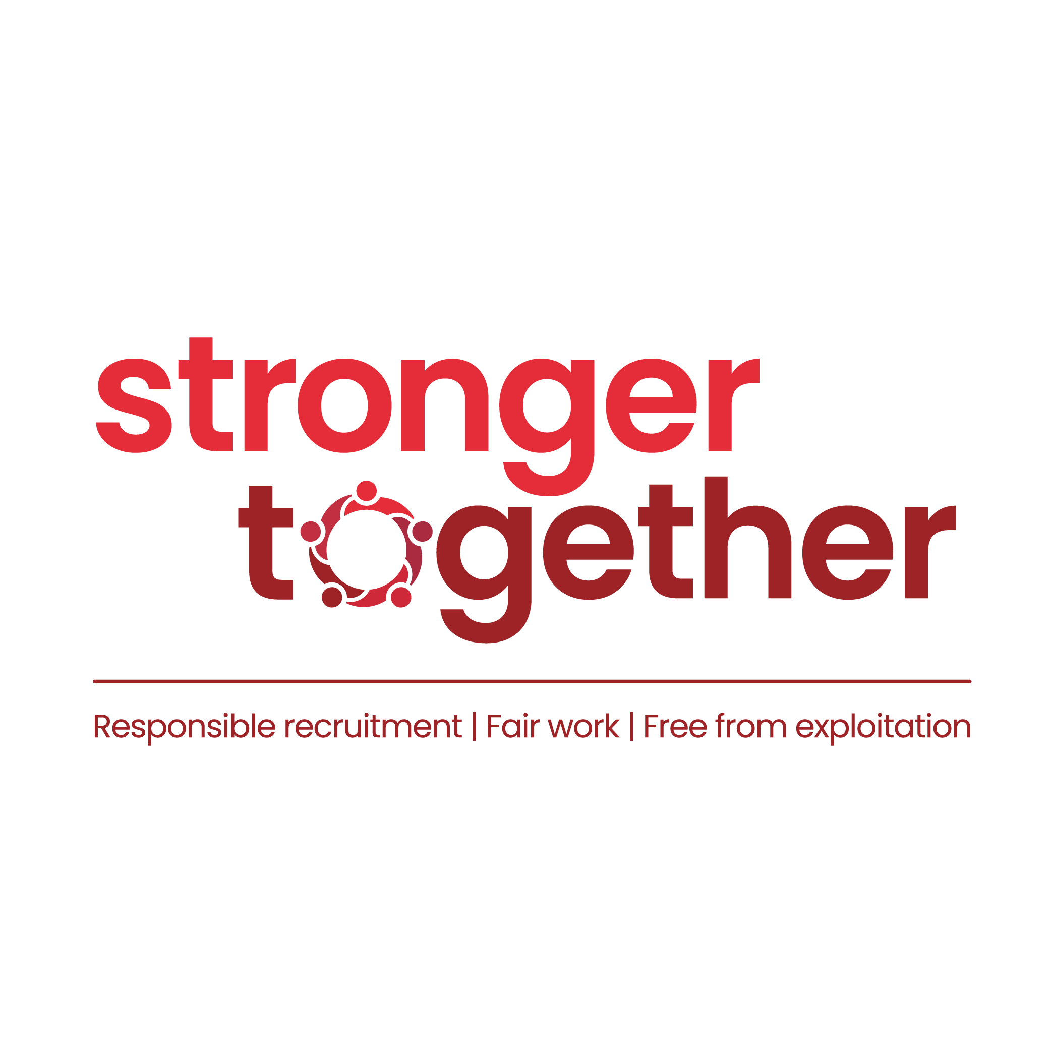 Logo for stronger together. Responsible recruitment | Fair work | Free from exploitation