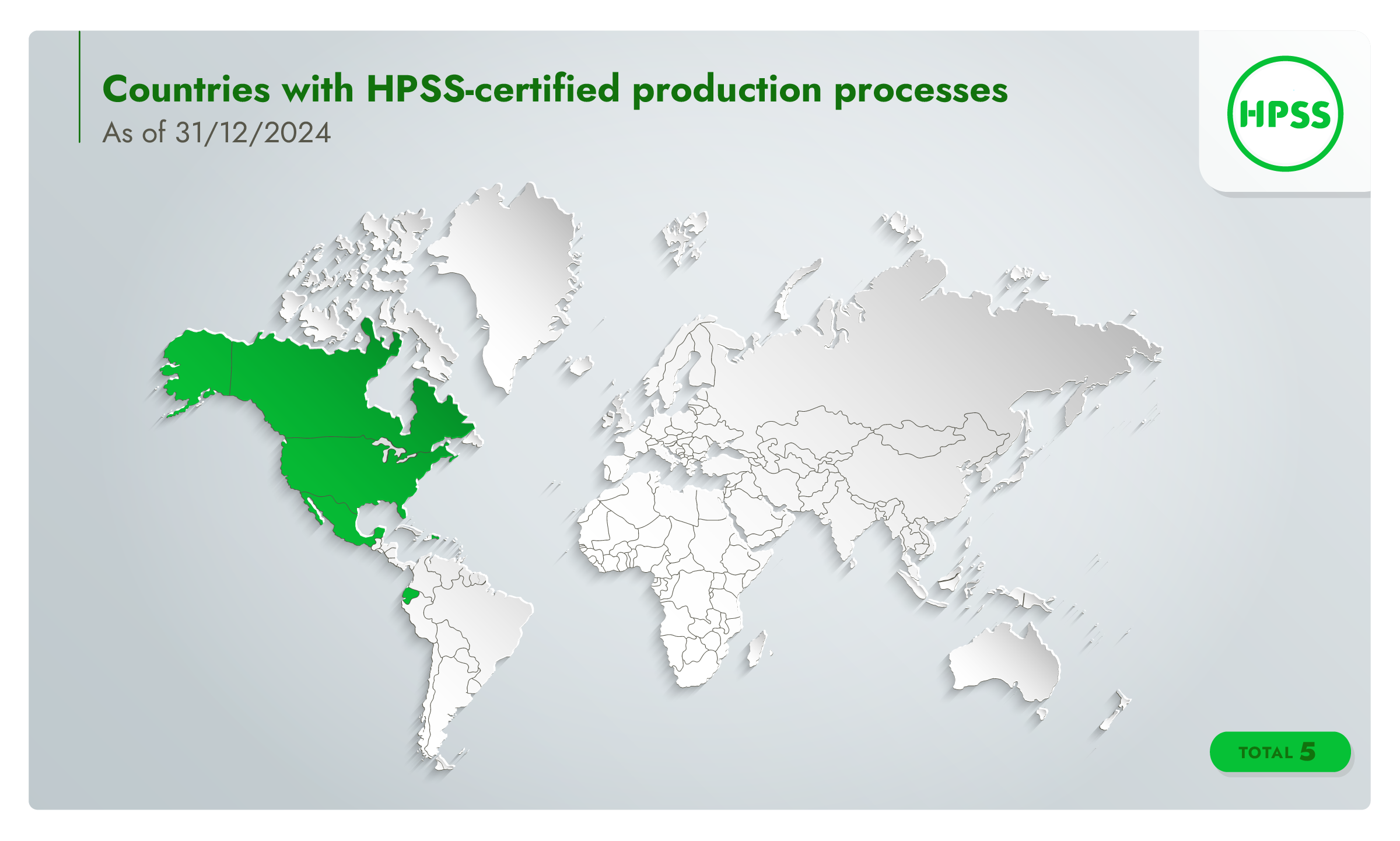 Infographic of a world map identifying countries with Harmonized Produce Safety Standard certified production processes