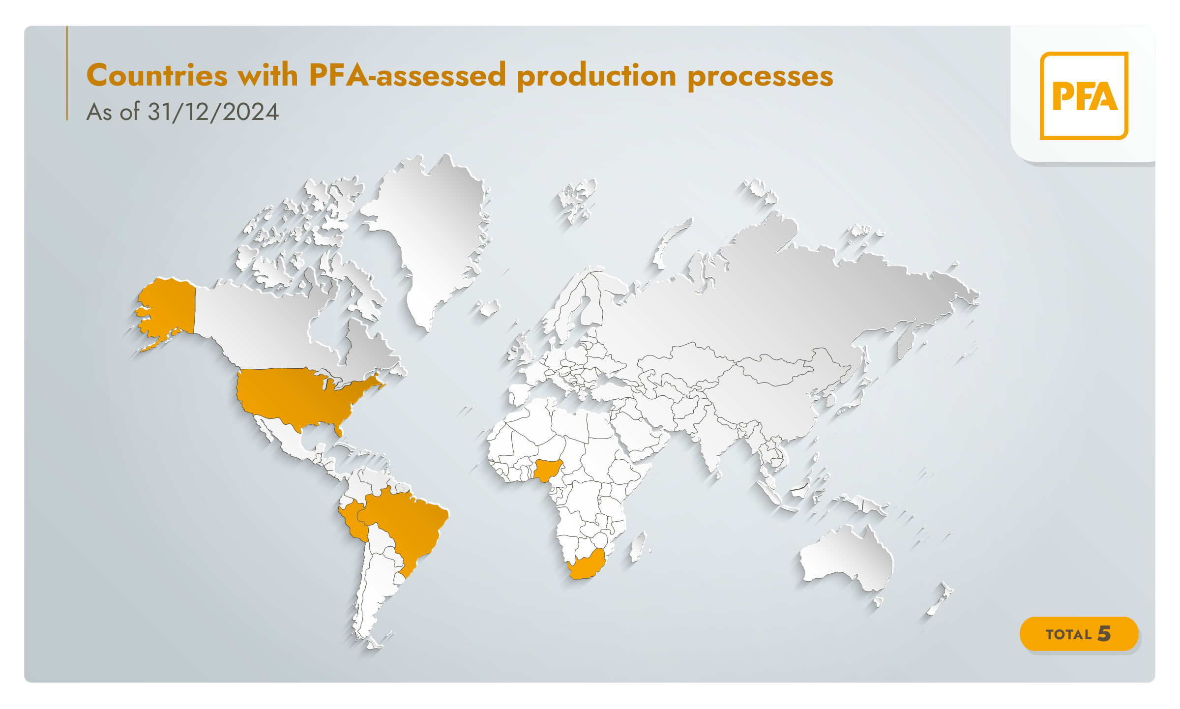 Infographic of a world map showing countries with Primary Farm Assurance implementation in 2024.