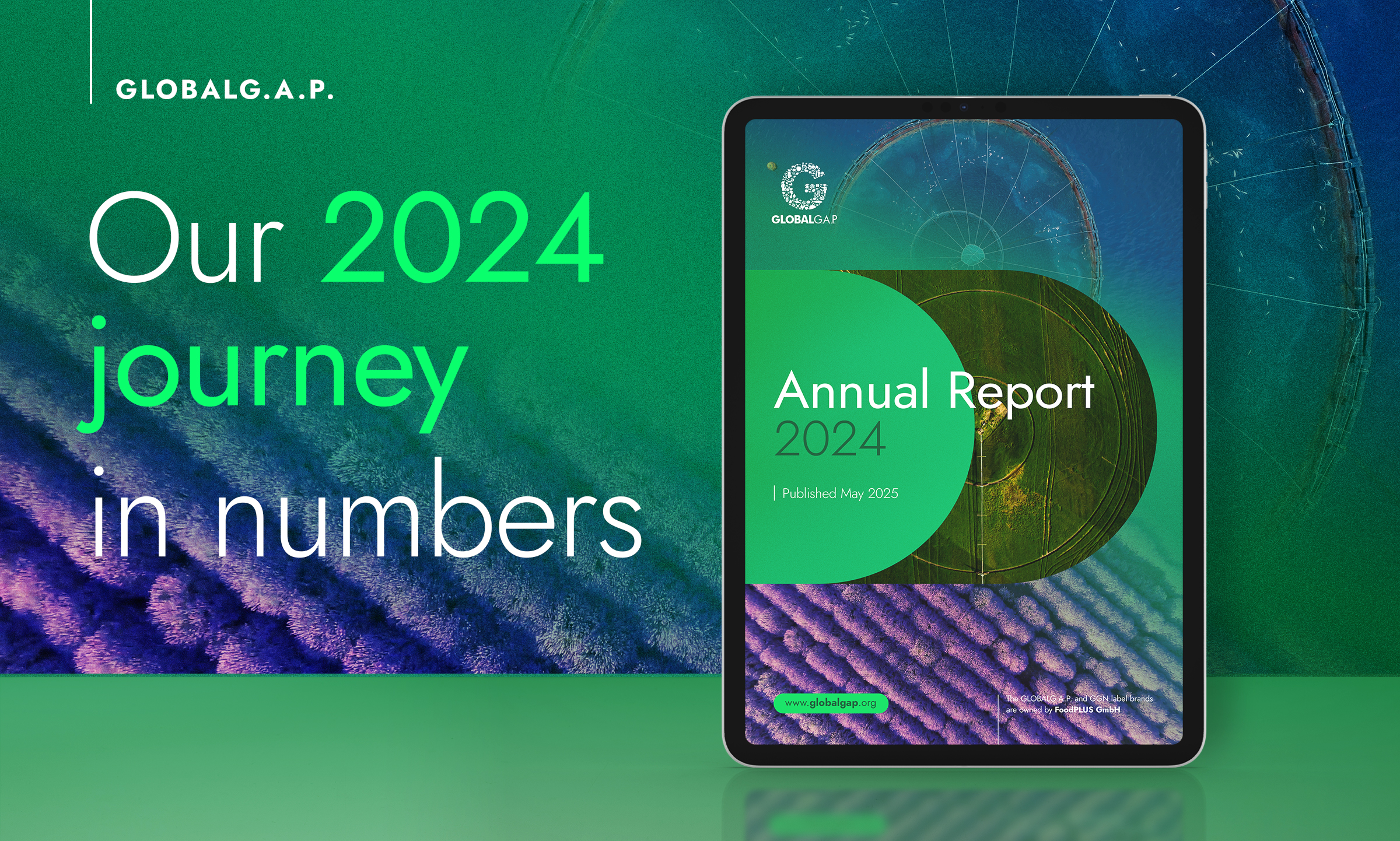 Advertisement banner for the 2024 GLOBALG.A.P. annual report.